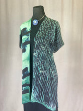 Load image into Gallery viewer, Shibori Silk Kimono style Statement Jacket, Green, Blue and Black