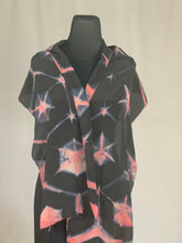 Load image into Gallery viewer, Hand Dyed Silk Shibori Scarf - Black and Rose
