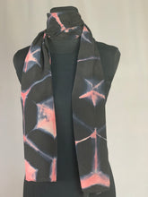 Load image into Gallery viewer, Hand Dyed Silk Shibori Scarf - Black and Rose