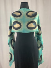 Load image into Gallery viewer, Hand Dyed Silk Shibori Scarf - Black and Turquoise