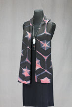 Load image into Gallery viewer, Hand Dyed Silk Shibori Scarf - Black and Rose