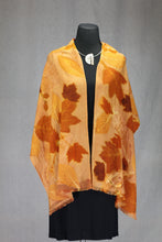 Load image into Gallery viewer, Hand Dyed Botanical Print Wool Shawl - Natural Dyes, Burnt Orange
