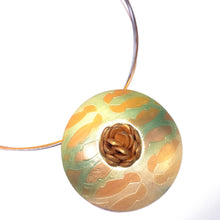 Load image into Gallery viewer, Gold, Orange and Green Polymer Clay Pendant Necklace
