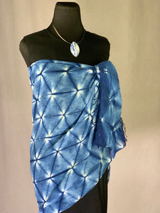 Soft Cotton Lightweight Indigo Dyed Shibori Shawl, Wrap