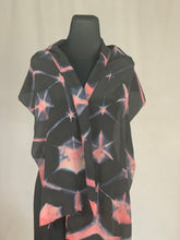 Load image into Gallery viewer, Hand Dyed Silk Shibori Scarf - Black and Rose
