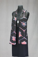 Load image into Gallery viewer, Hand Dyed Silk Shibori Scarf - Black and Rose
